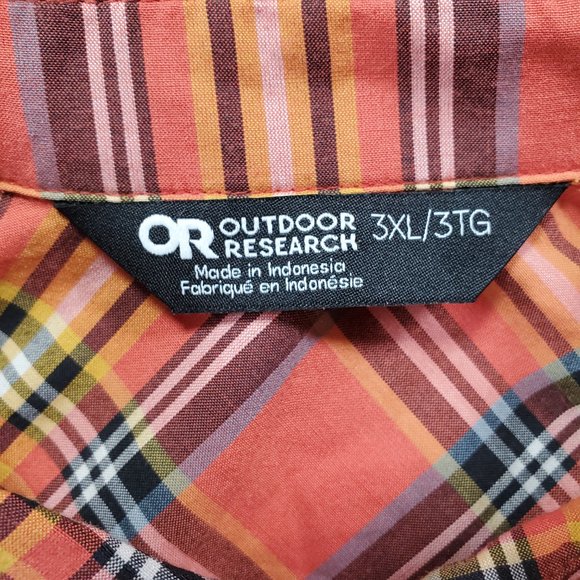 Outdoor Research Shirt Seapine Mens 3XL Orange Plaid Button Down Hiking Gorpcore - Picture 2 of 14